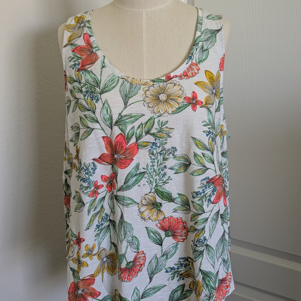 a new day Floral Tank Top - Red, Green, Yellow
